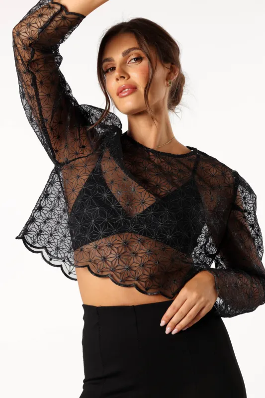 Gwen Embellished Top - Black sold by Petal & Pup