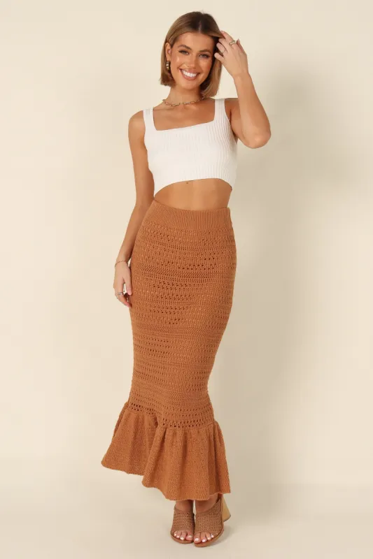 Nicolette Knitted Midi Skirt - Rust sold by Petal & Pup