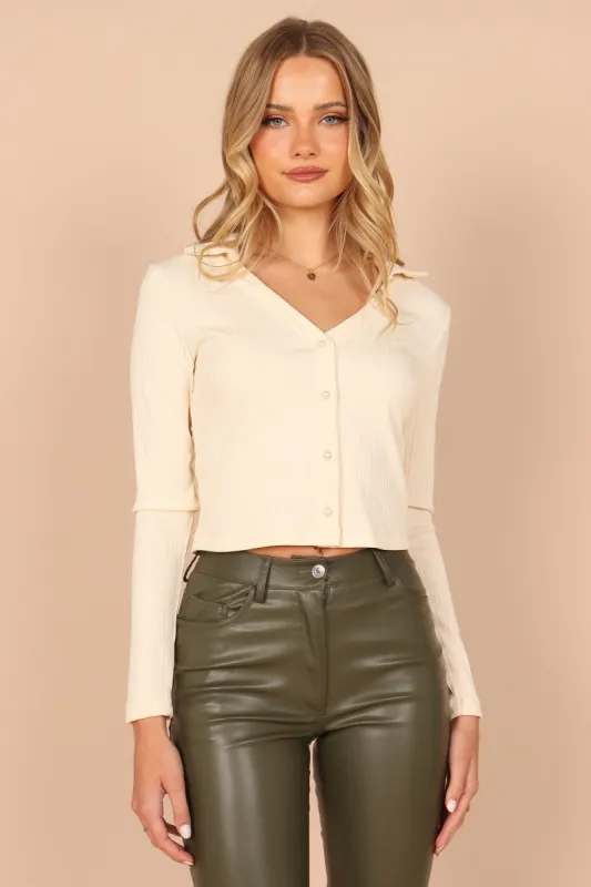 Christina Long Sleeve Ribbed Top - Cream sold by Petal & Pup