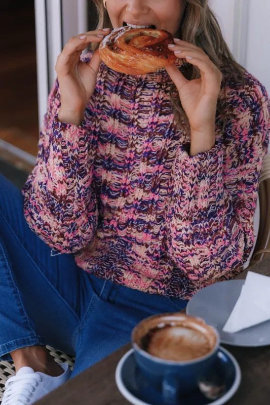 Connie Mock Neck Knit Sweater - Purple sold by Petal & Pup