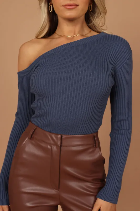 Montreal One Shoulder Knit Top - Midnight Blue made by Petal & Pup