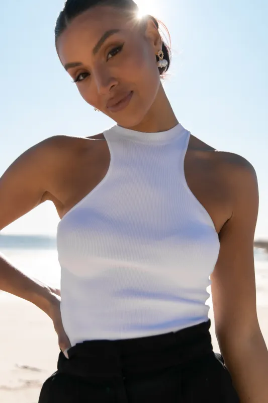 Jess Highneck Top - White sold by Petal & Pup