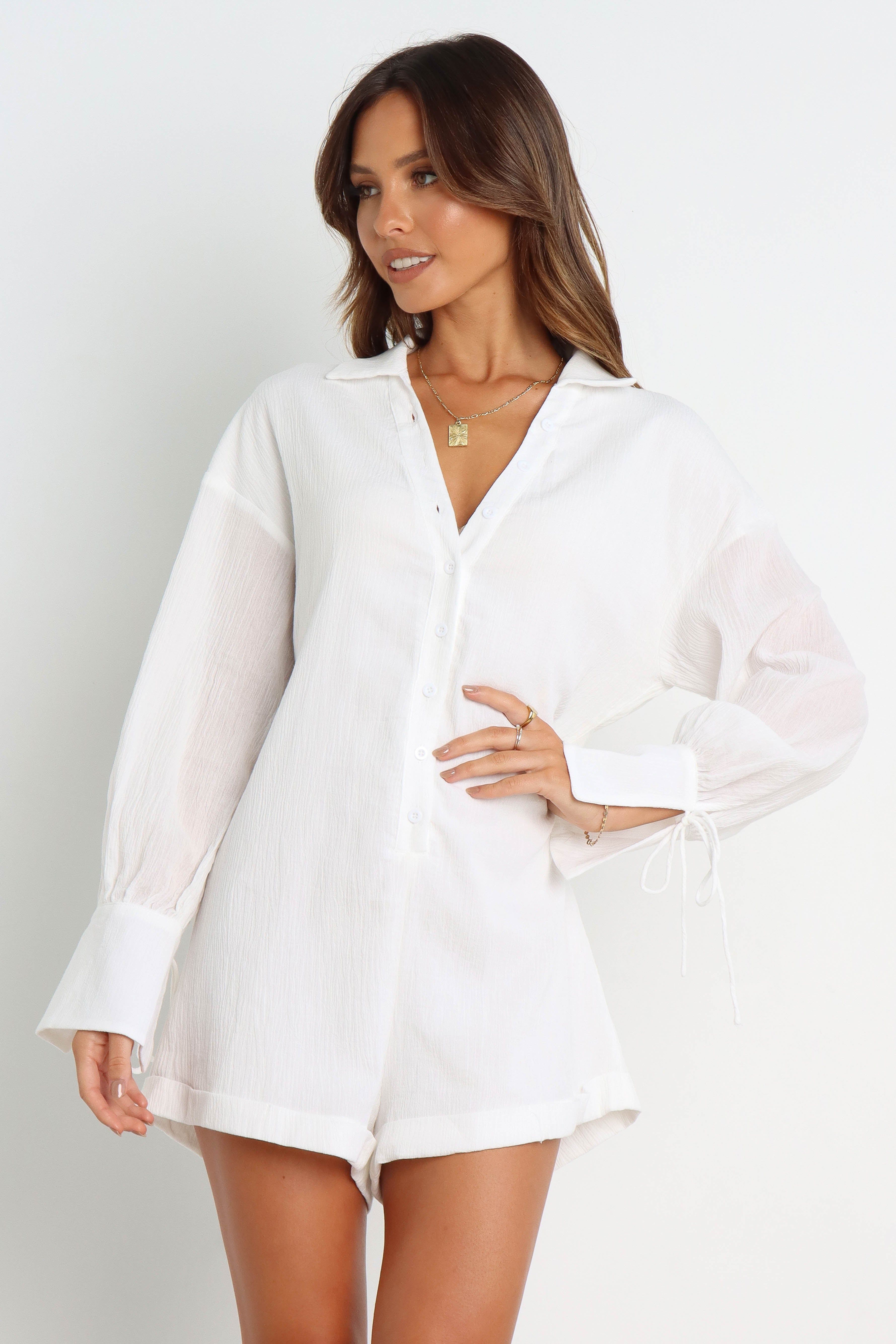 Becky Playsuit - White sold by Petal & Pup