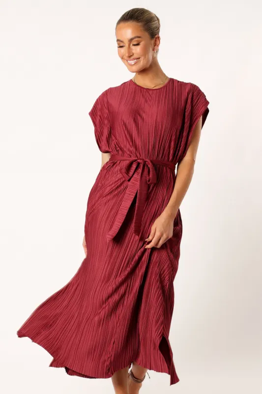 Poppy Midi Dress - Ruby Wine sold by Petal & Pup