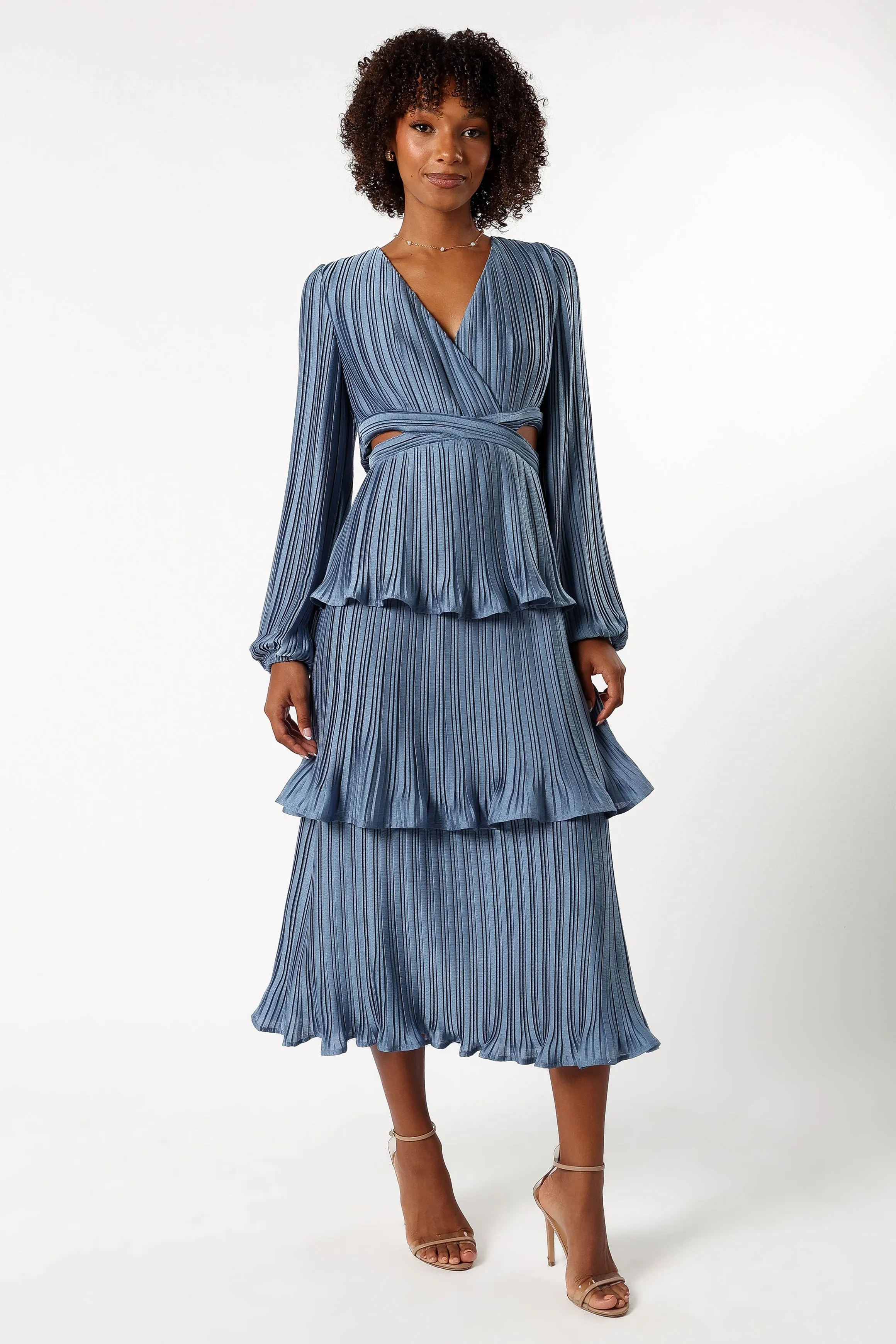 Pippa Long Sleeve Midi Dress - Blue sold by Petal & Pup product image thumbnail 2