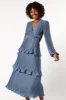 Pippa Long Sleeve Midi Dress - Blue sold by Petal & Pup