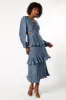 Pippa Long Sleeve Midi Dress - Blue sold by Petal & Pup