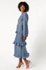 Pippa Long Sleeve Midi Dress - Blue sold by Petal & Pup