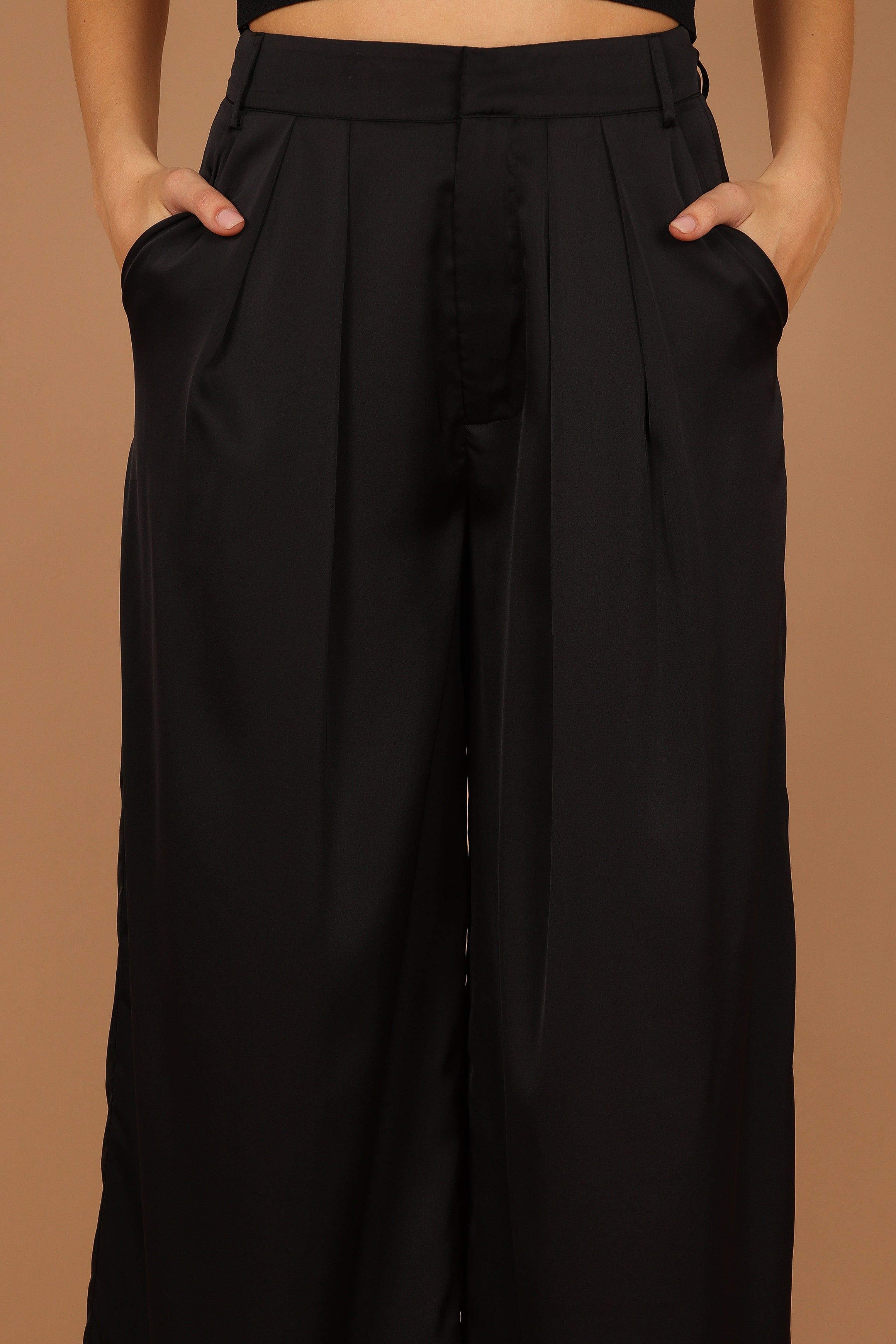 Wellington Wide Leg Satin Pant - Black sold by Petal & Pup product image thumbnail 3