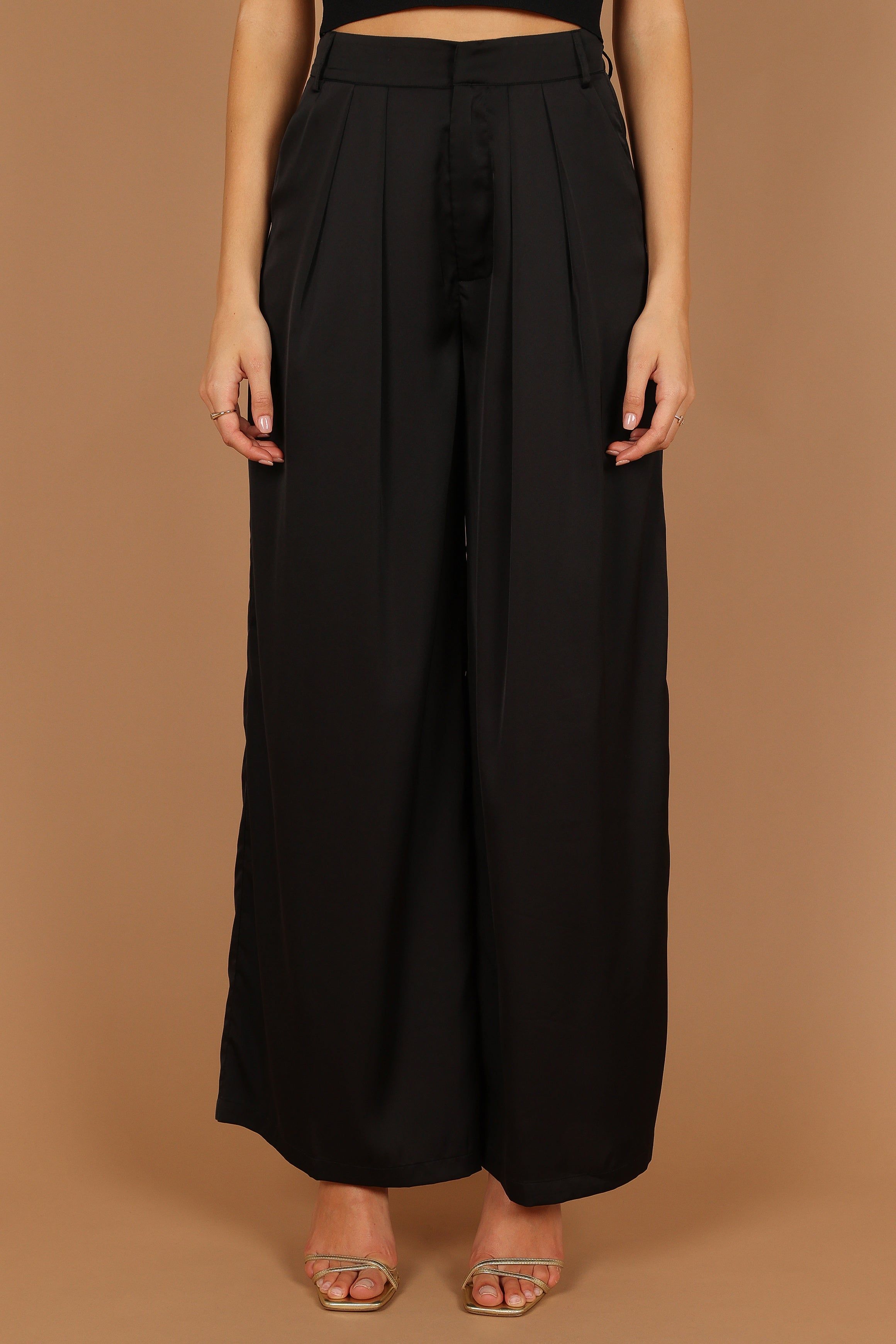 Wellington Wide Leg Satin Pant - Black sold by Petal & Pup product image thumbnail 4