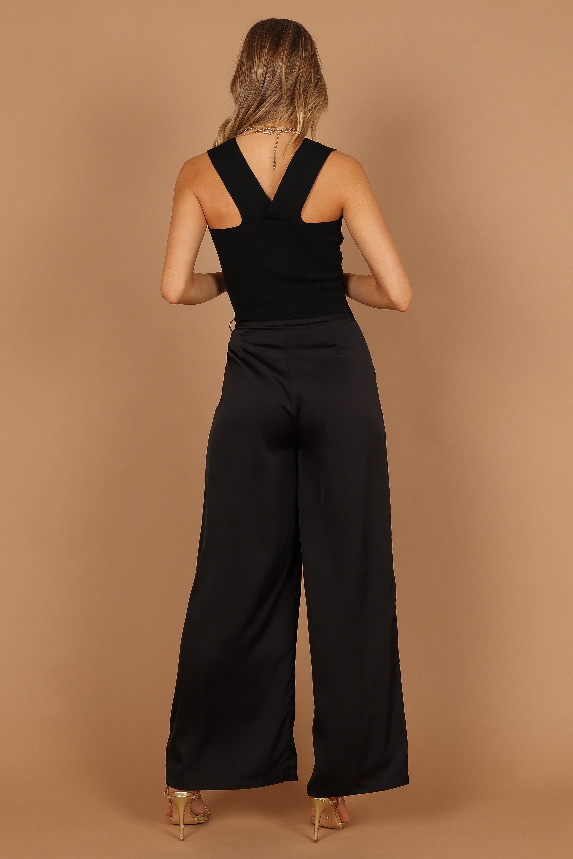 Wellington Wide Leg Satin Pant - Black sold by Petal & Pup product image thumbnail 2