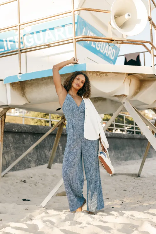 Floria Jumpsuit - Navy White sold by Petal & Pup