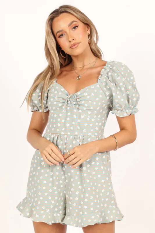Clements Frill Romper - Sage Floral sold by Petal & Pup