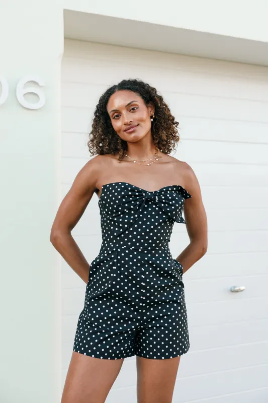 Bambi Romper - Black White Polka sold by Petal & Pup