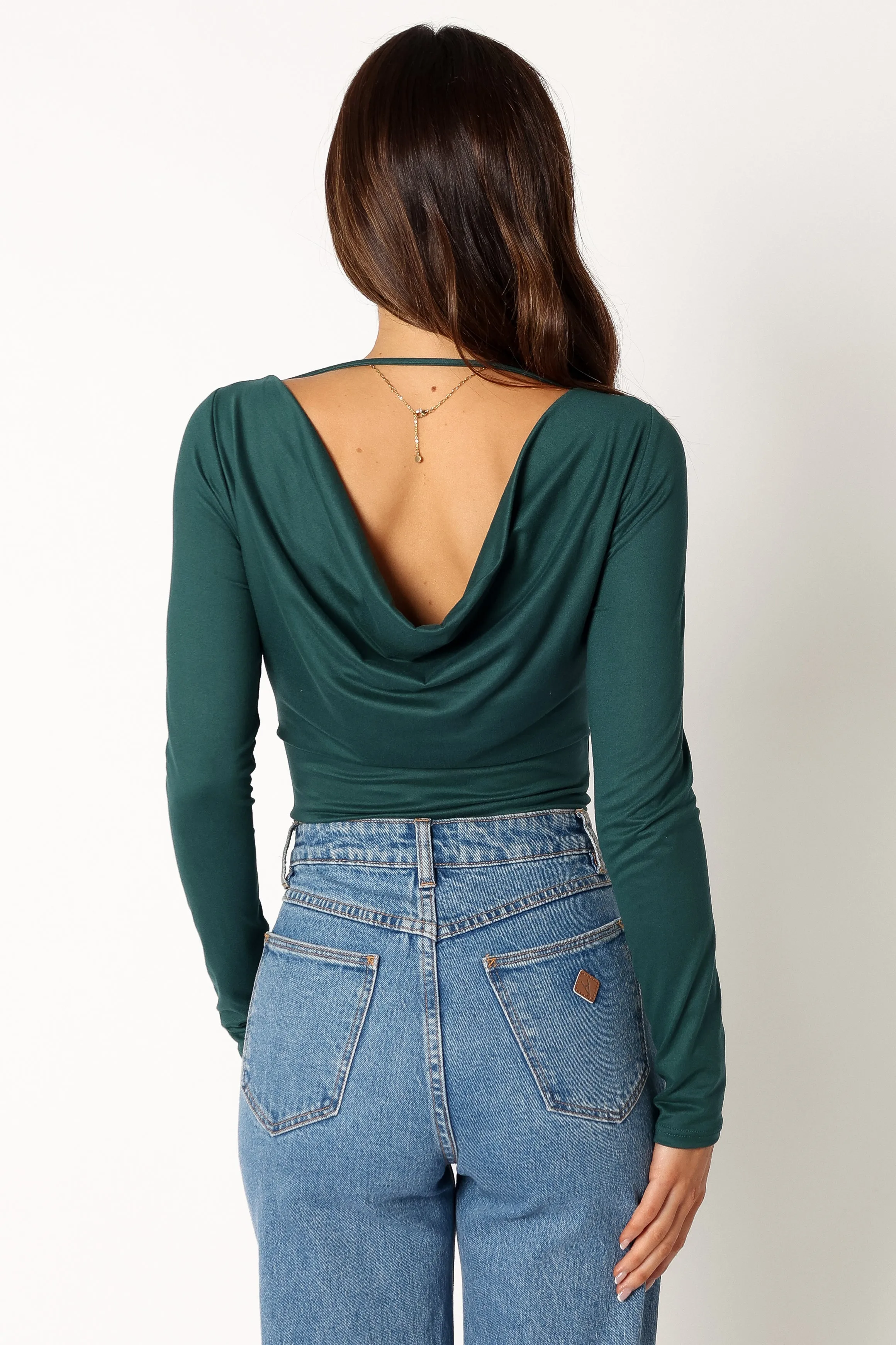 Albie Cowl Back Bodysuit - Hunter Green sold by Petal & Pup product image thumbnail 4