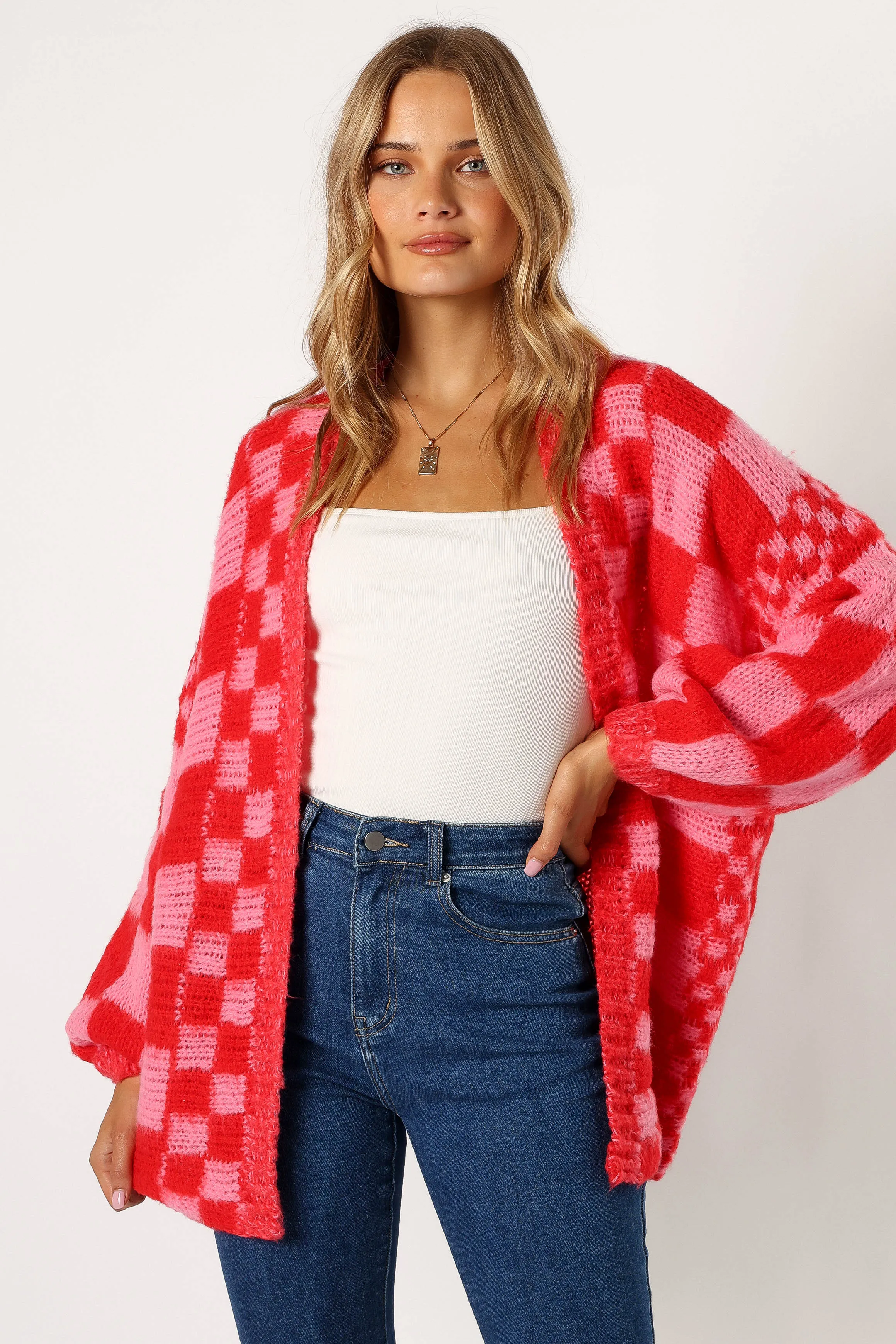 Davina Pattern Open Front Cardigan - Red/Pink sold by Petal & Pup product image thumbnail 4