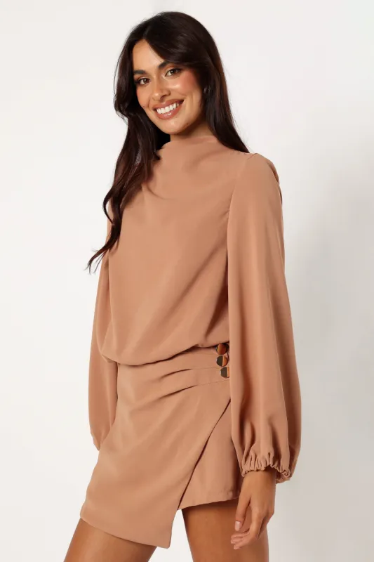 Galen Long Sleeve Romper - Mocha sold by Petal & Pup