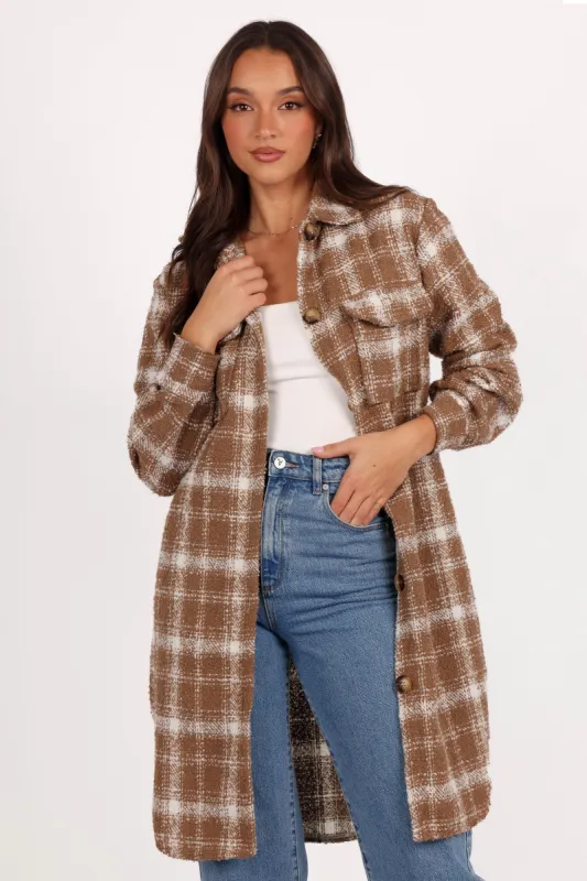 Dion Shacket - Tan/White sold by Petal & Pup