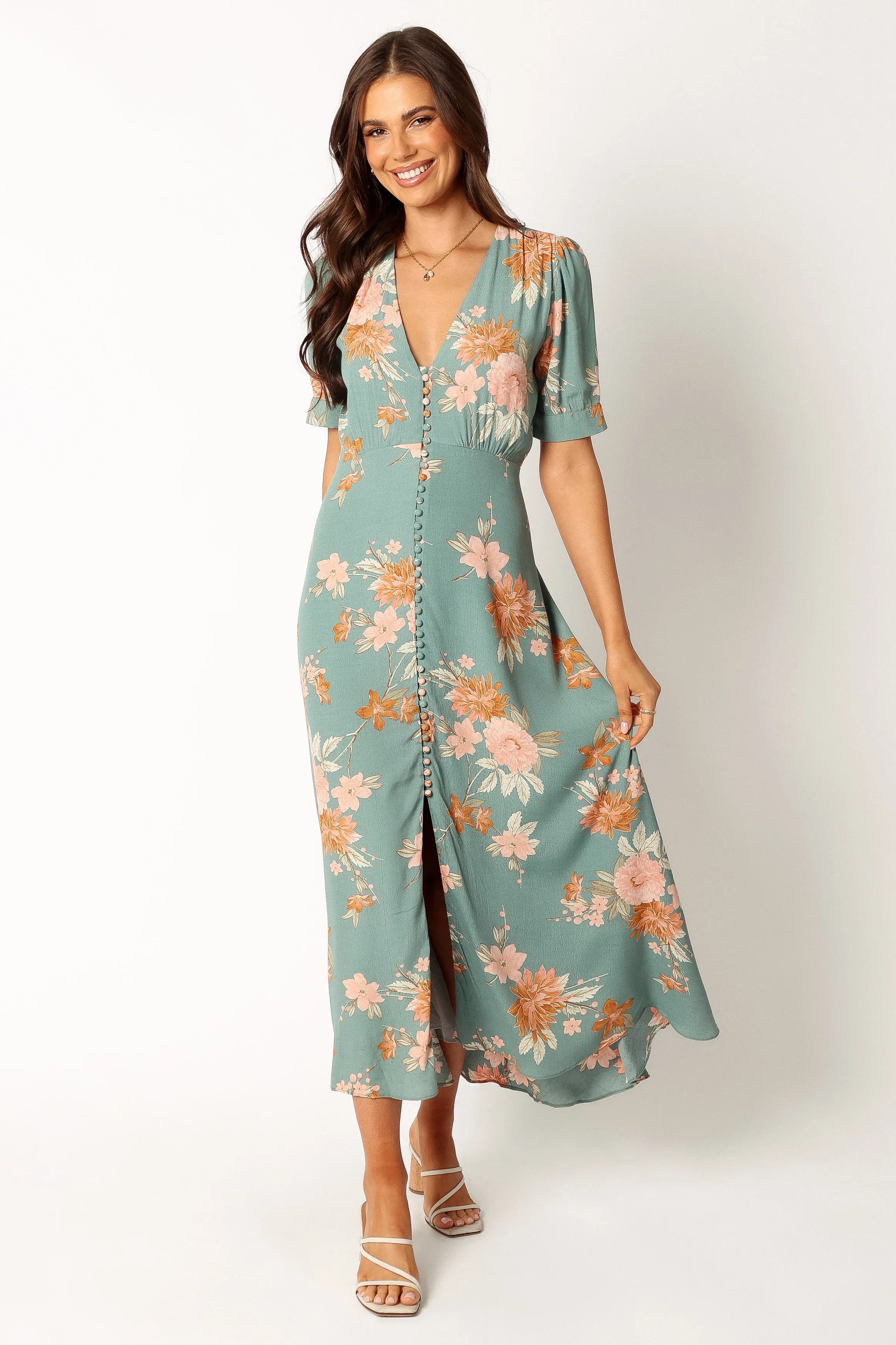 Frampton Midi Dress - Blue Floral sold by Petal & Pup