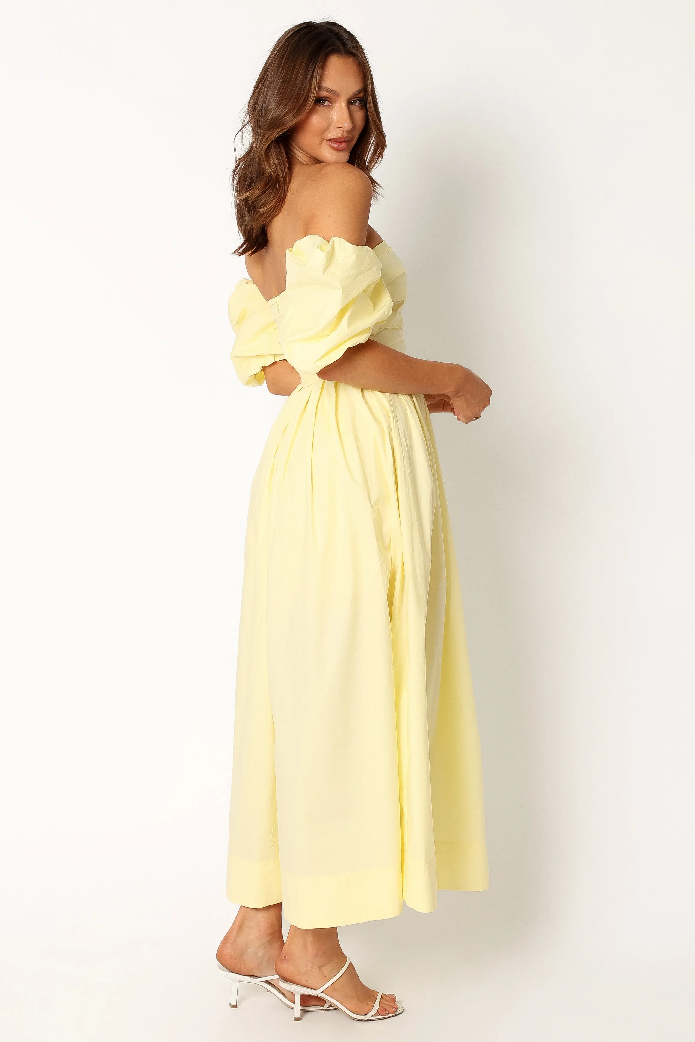 Solana Off Shoulder Midi Dress - Yellow sold by Petal & Pup product image thumbnail 4