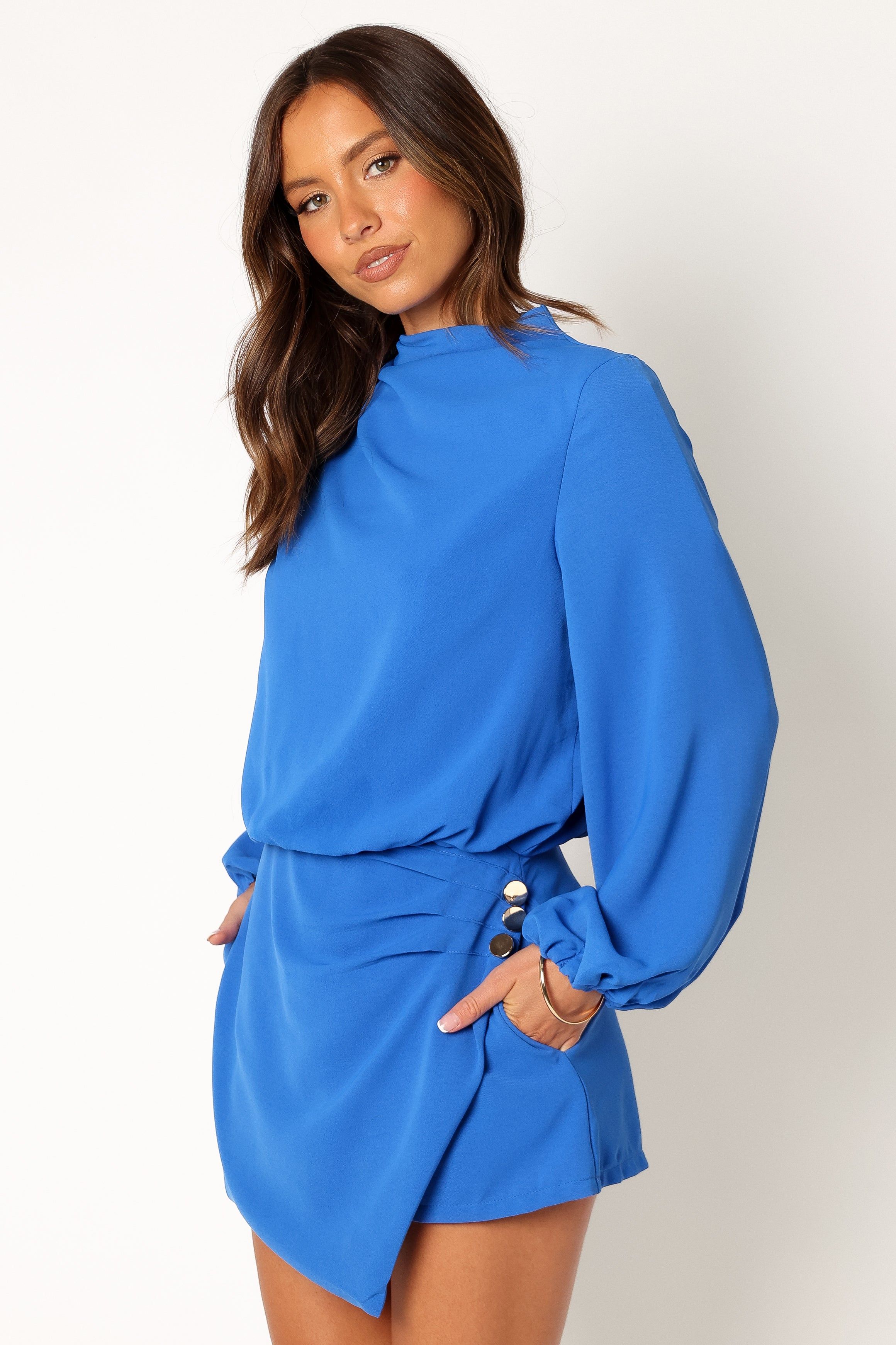 Galen Long Sleeve Romper - Paris Blue sold by Petal & Pup product image thumbnail 3