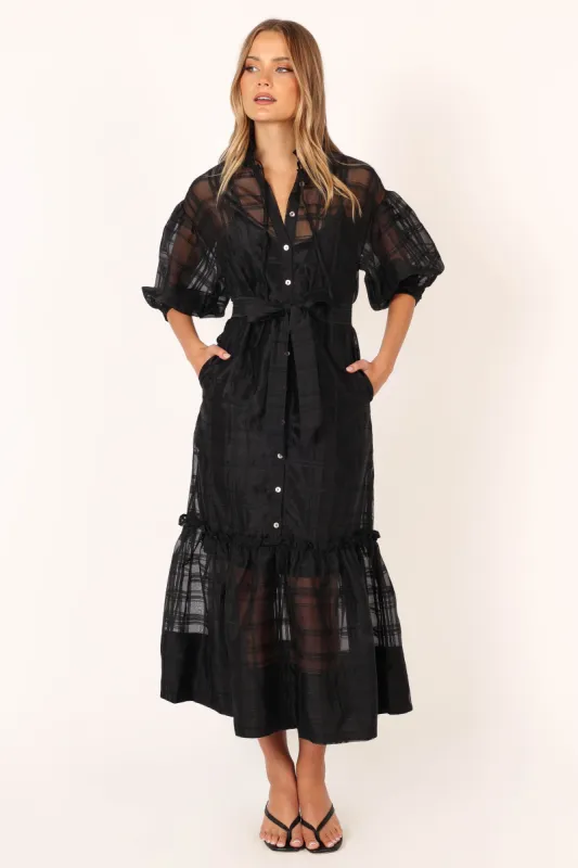 Izzy Long Sleeve Maxi Dress - Black sold by Petal & Pup