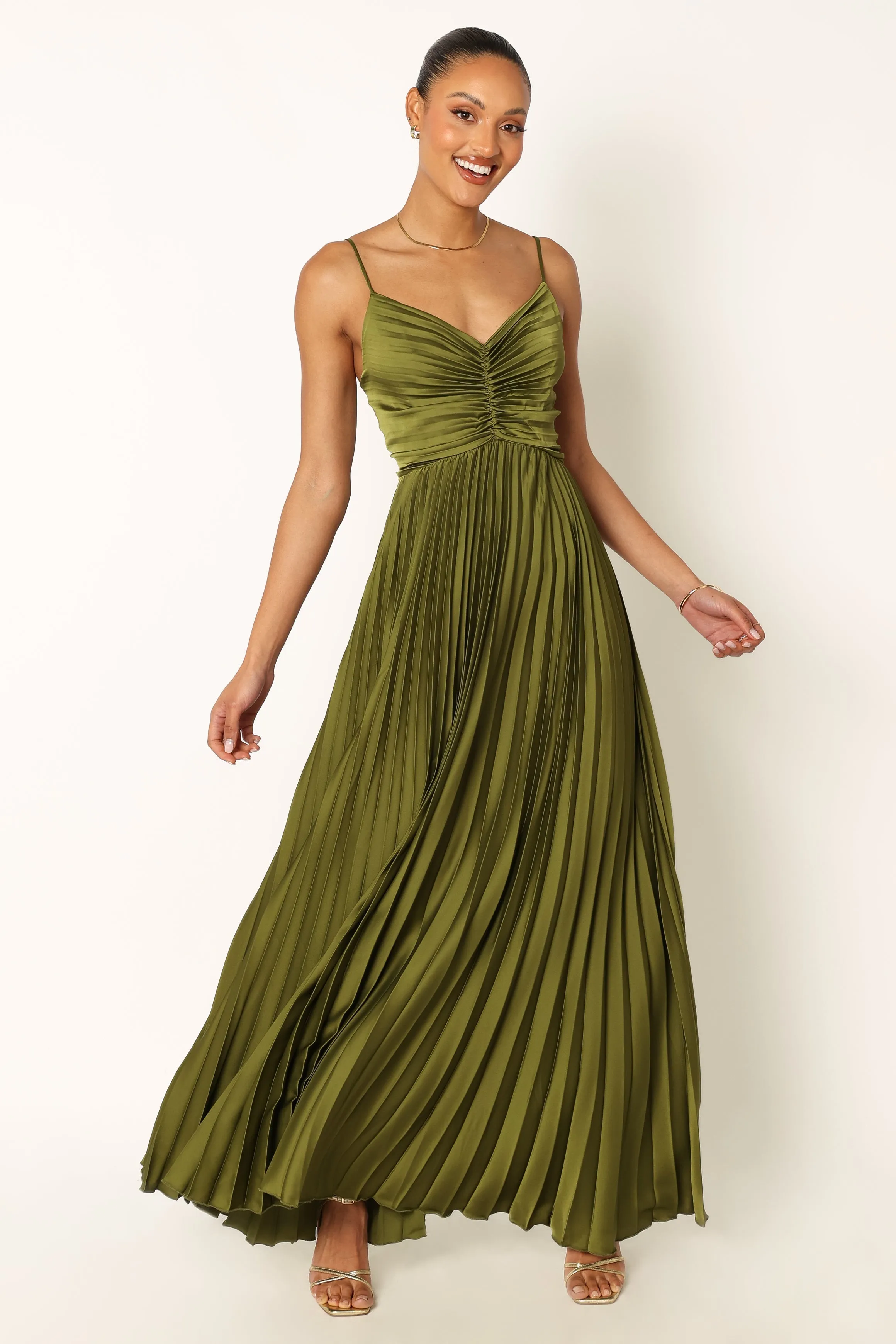 Naira Pleated Maxi Dress - Palm Green sold by Petal & Pup product image thumbnail 2