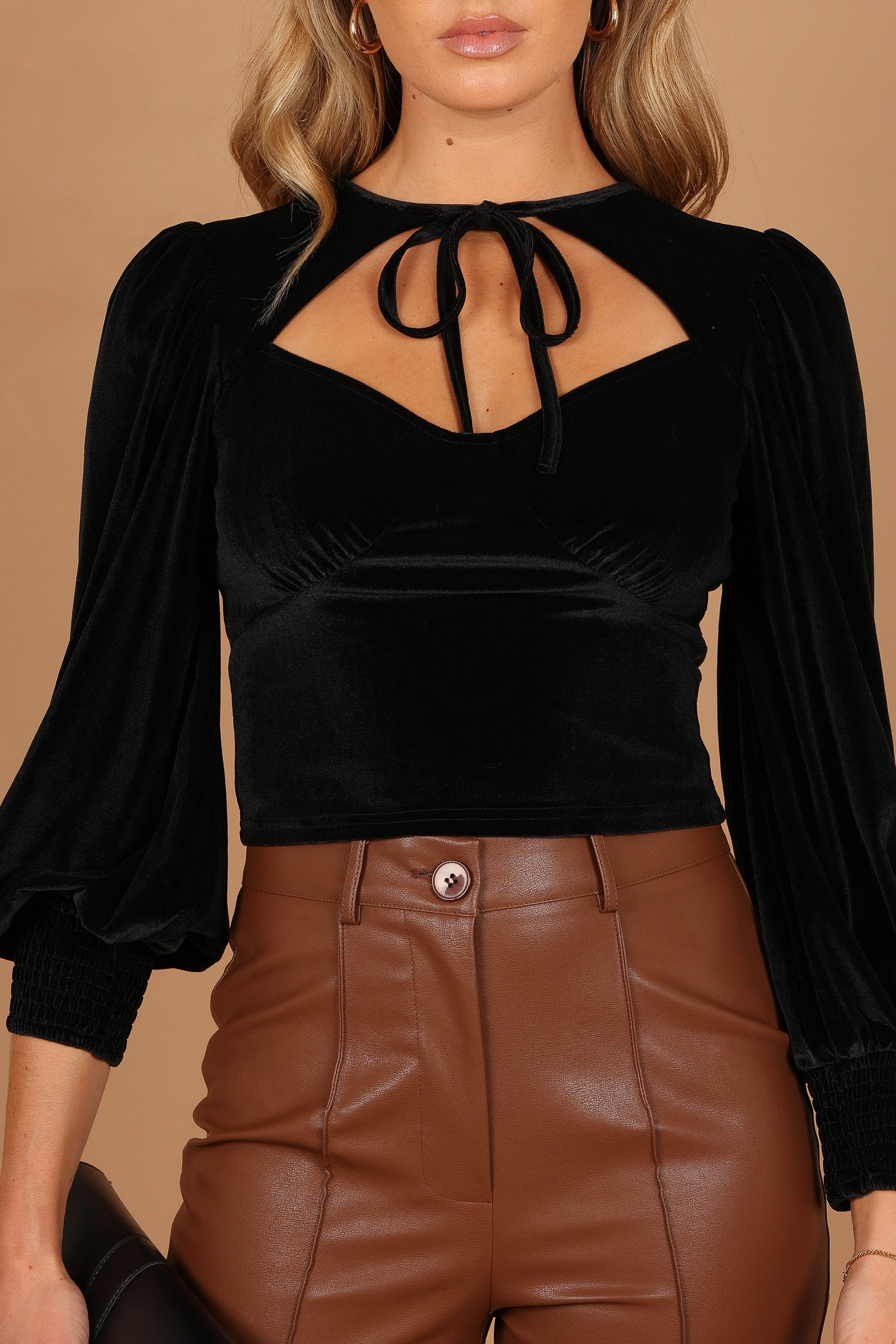 Rylee Velvet Long Sleeve Top - Black sold by Petal & Pup product image thumbnail 2