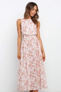 Esther Dress - Tan Floral sold by Petal & Pup