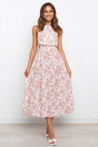 Esther Dress - Tan Floral sold by Petal & Pup
