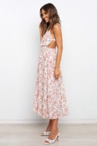 Esther Dress - Tan Floral sold by Petal & Pup