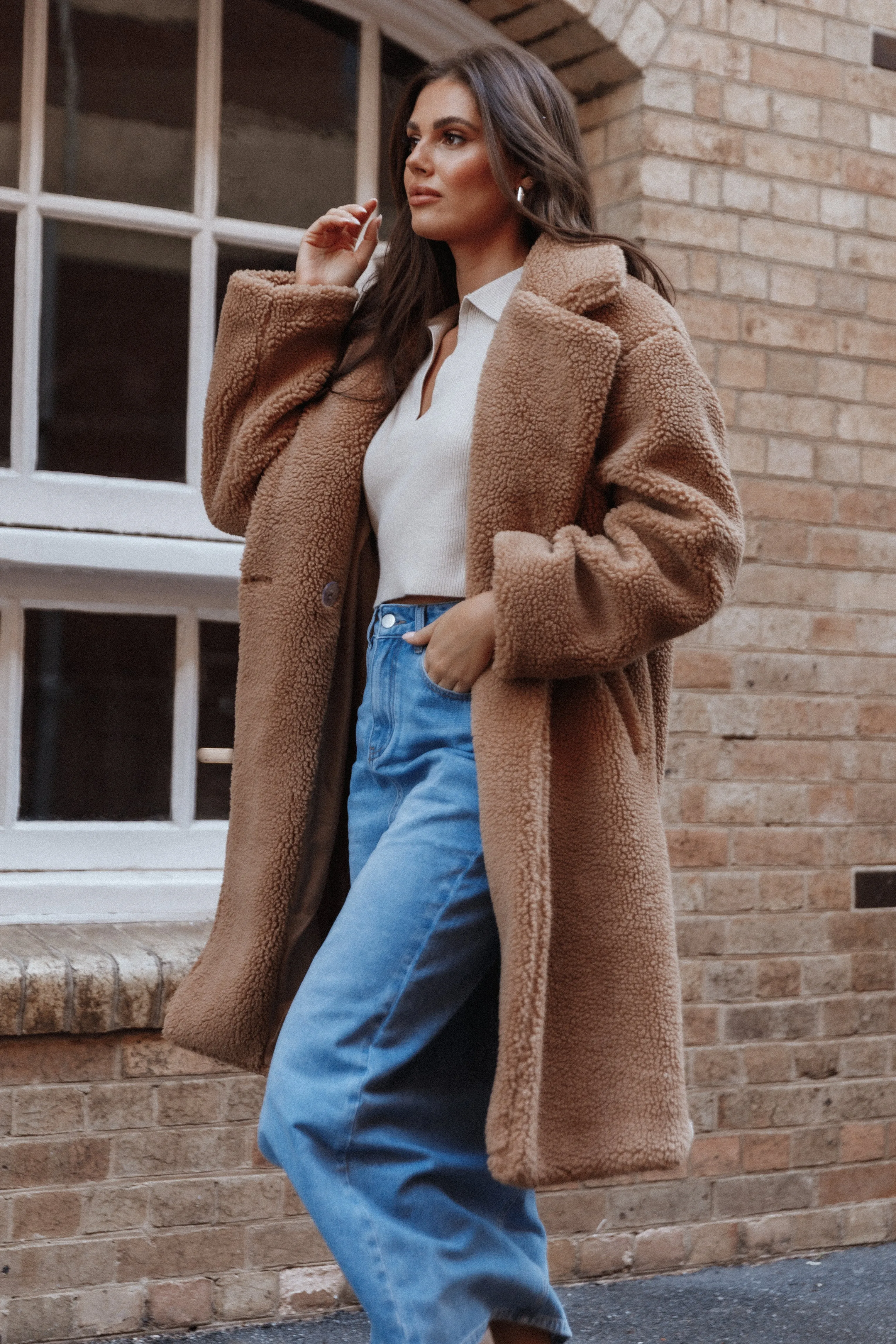 Beatrice Faux Fur Coat - Camel sold by Petal & Pup product image thumbnail 2