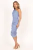 Cinna One Shoulder Midi Dress - Light Blue sold by Petal & Pup