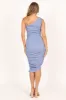 Cinna One Shoulder Midi Dress - Light Blue sold by Petal & Pup
