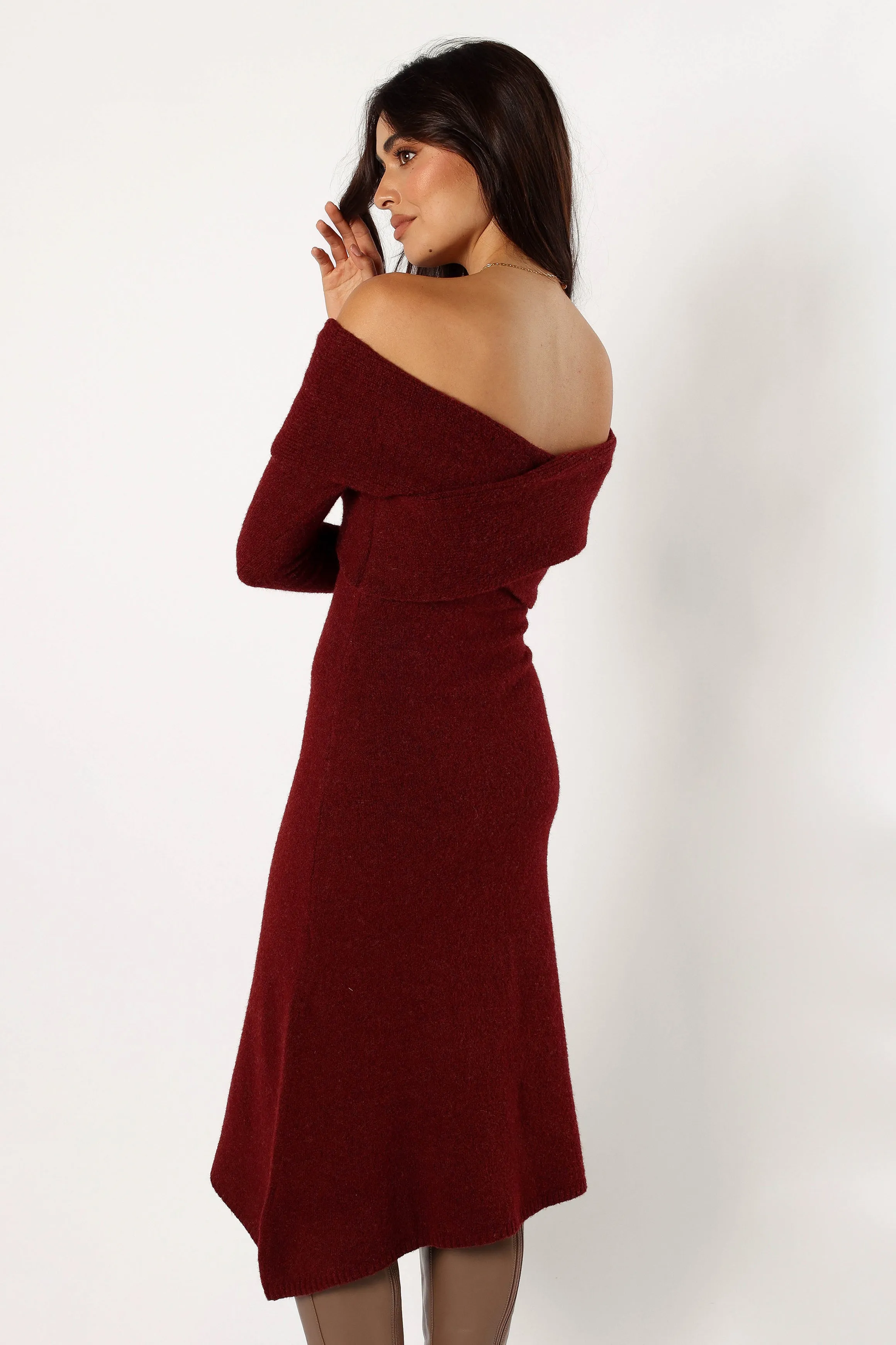 Deena Off Shoulder Midi Dress - Red sold by Petal & Pup product image thumbnail 4