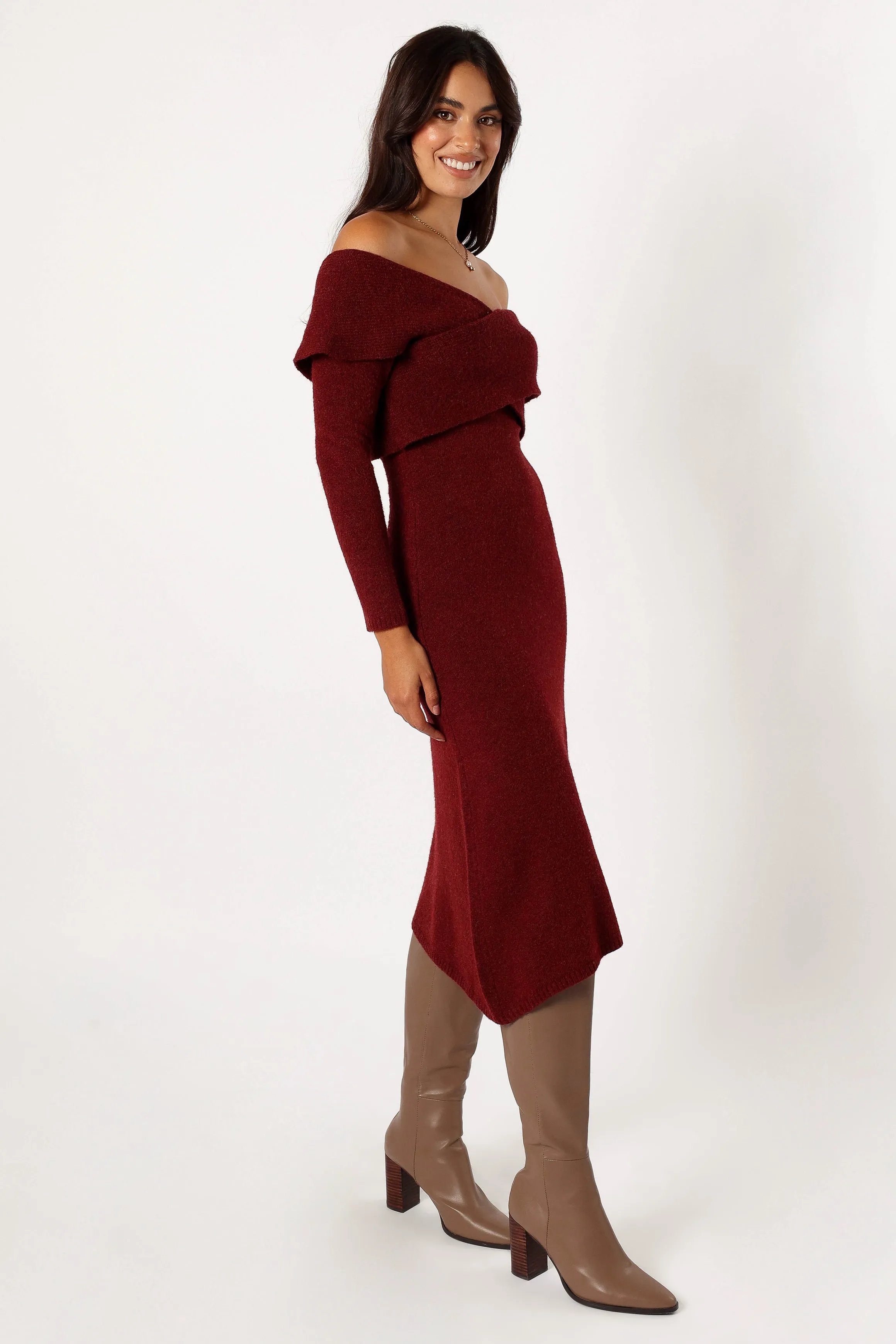 Deena Off Shoulder Midi Dress - Red sold by Petal & Pup product image thumbnail 5