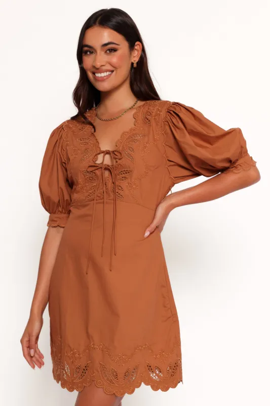 Rhodes Mini Dress - Brown sold by Petal & Pup