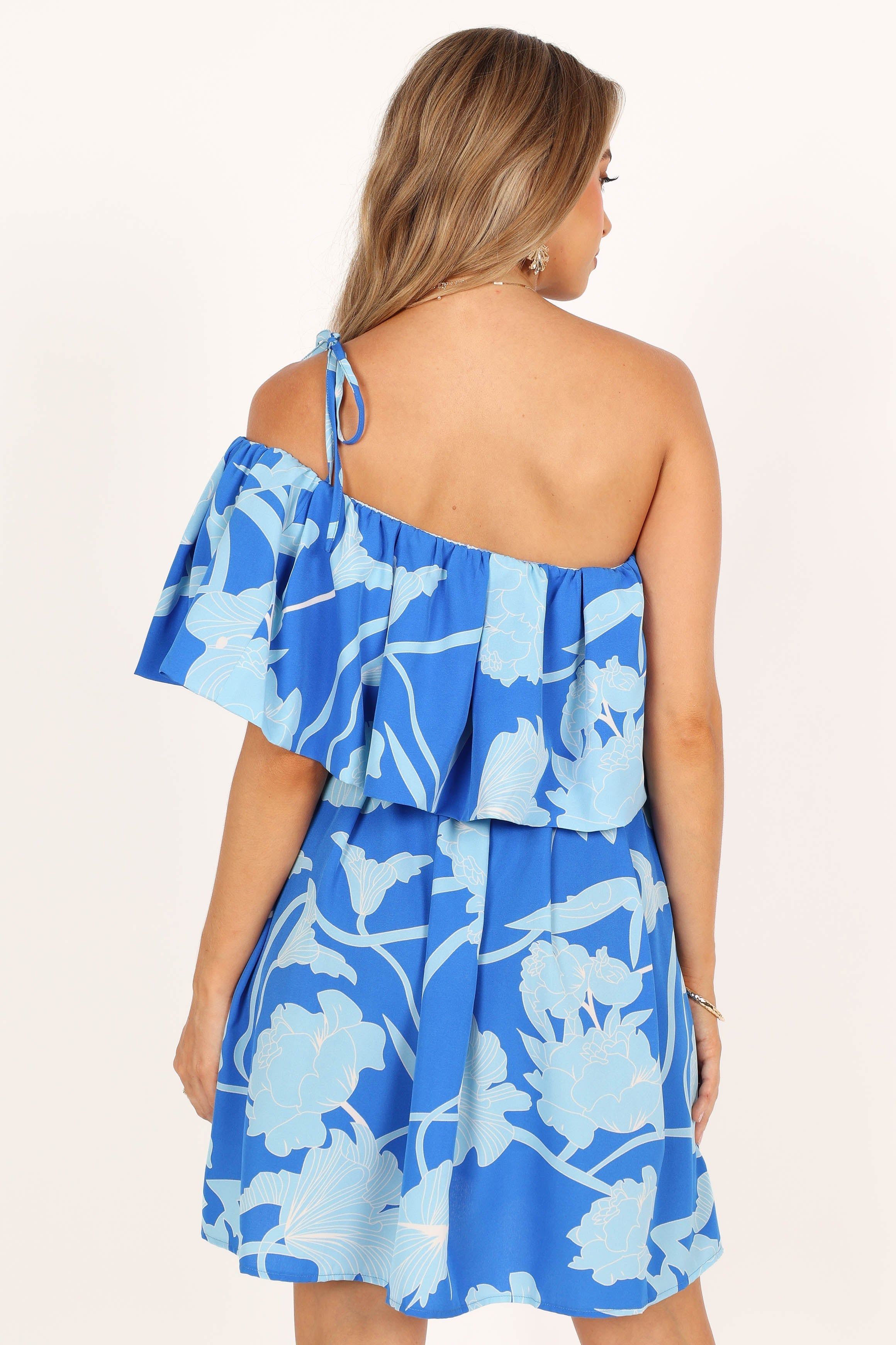 Maeva One Shoulder Mini Dress - Blue Floral sold by Petal & Pup product image thumbnail 5