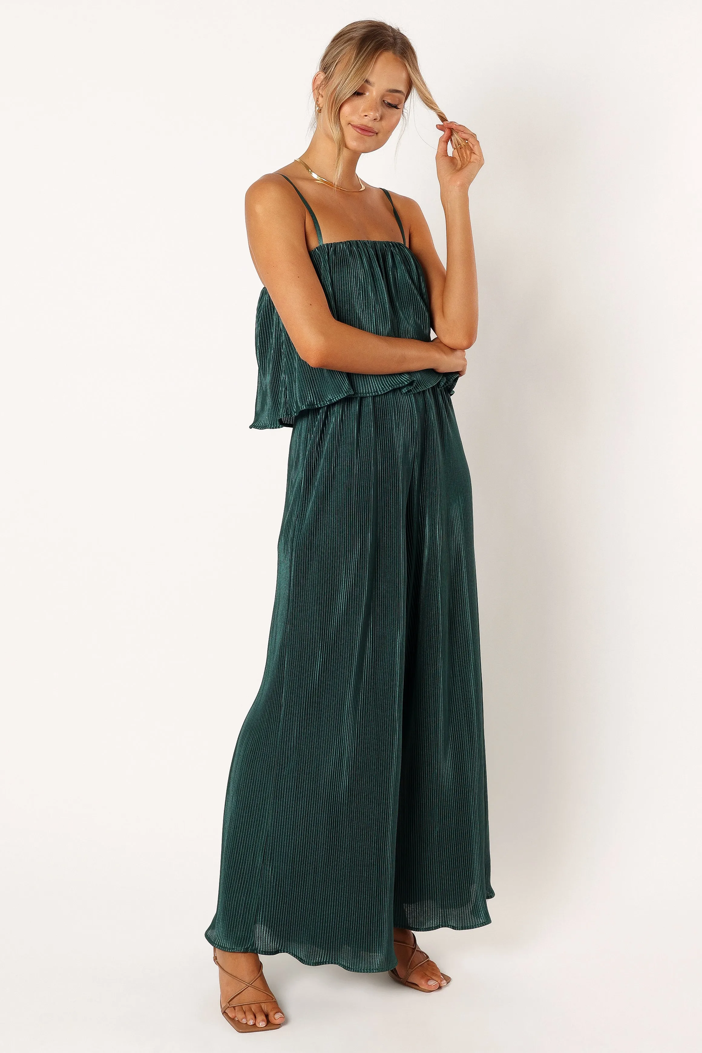 Jillian Plisse Jumpsuit - Emerald sold by Petal & Pup product image thumbnail 5