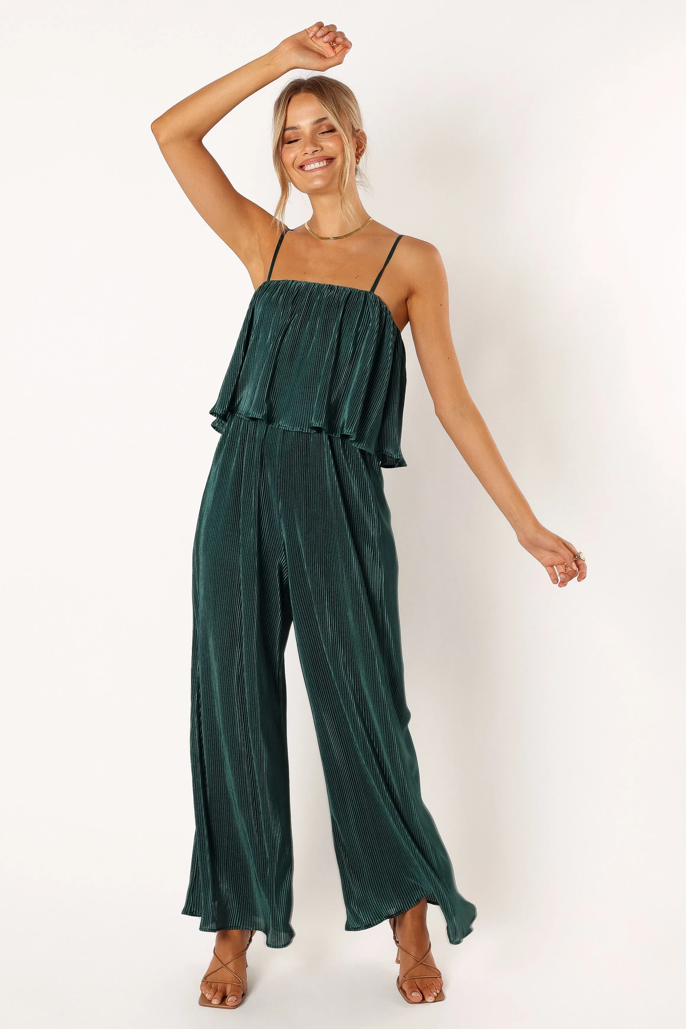 Jillian Plisse Jumpsuit - Emerald sold by Petal & Pup product image thumbnail 2