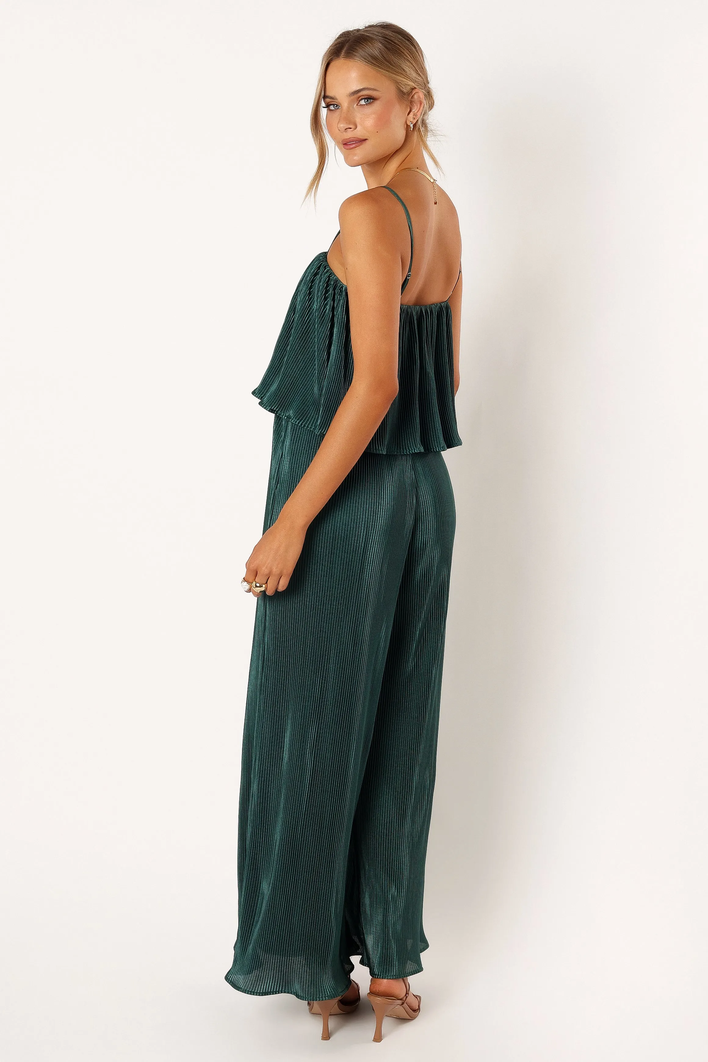 Jillian Plisse Jumpsuit - Emerald sold by Petal & Pup product image thumbnail 3