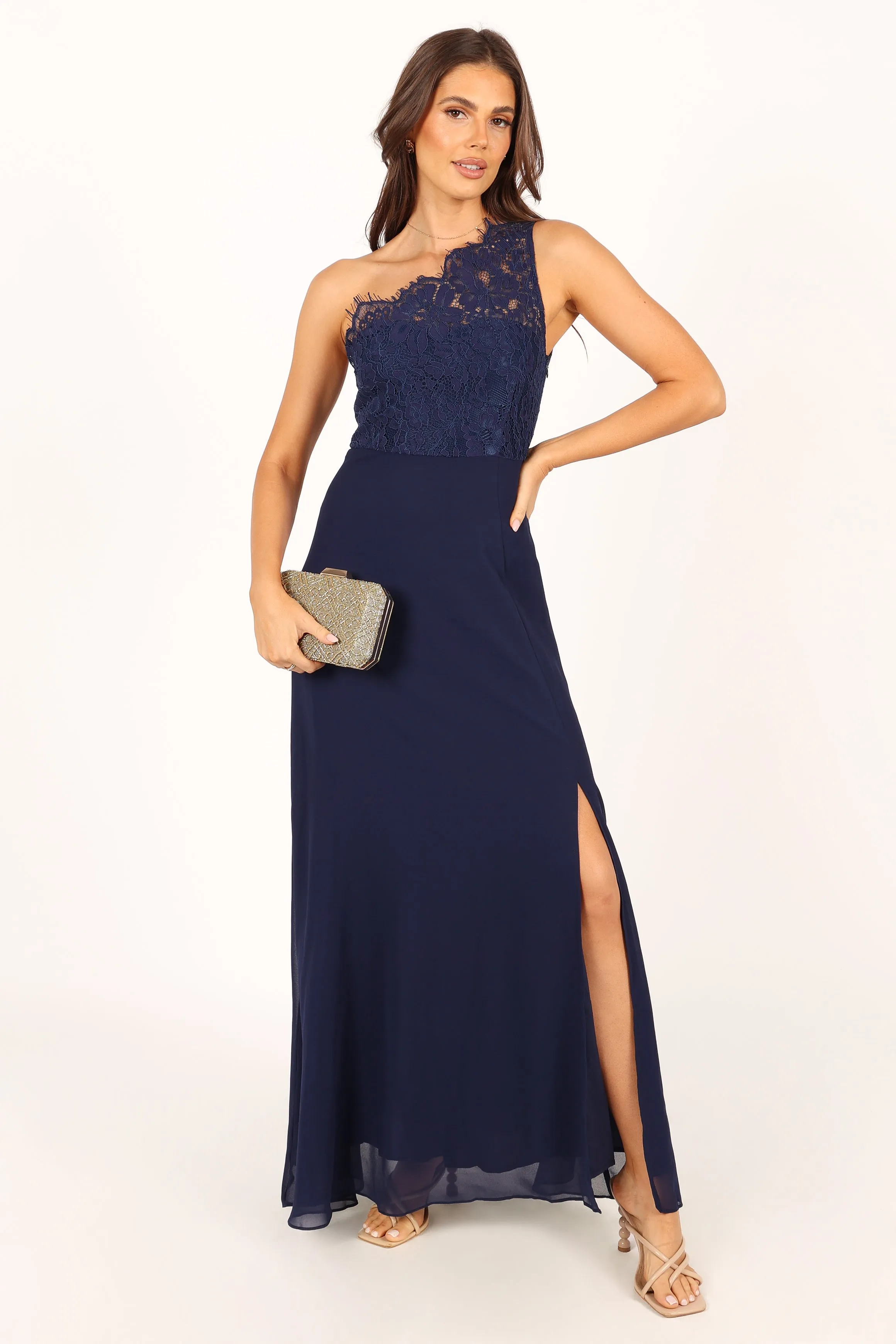 Diana One Shoulder Maxi Dress - Navy sold by Petal & Pup