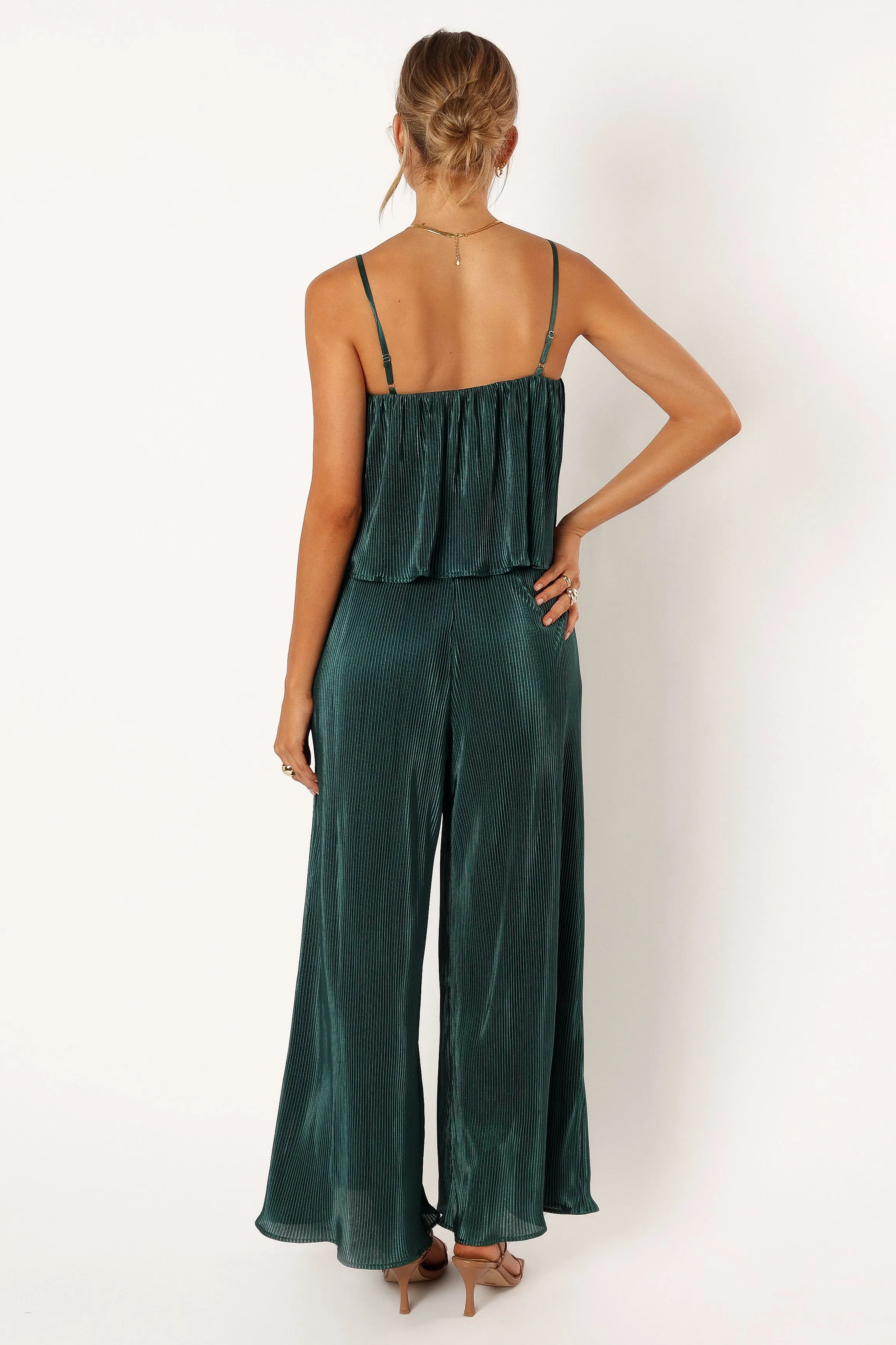 Jillian Plisse Jumpsuit - Emerald sold by Petal & Pup product image thumbnail 4