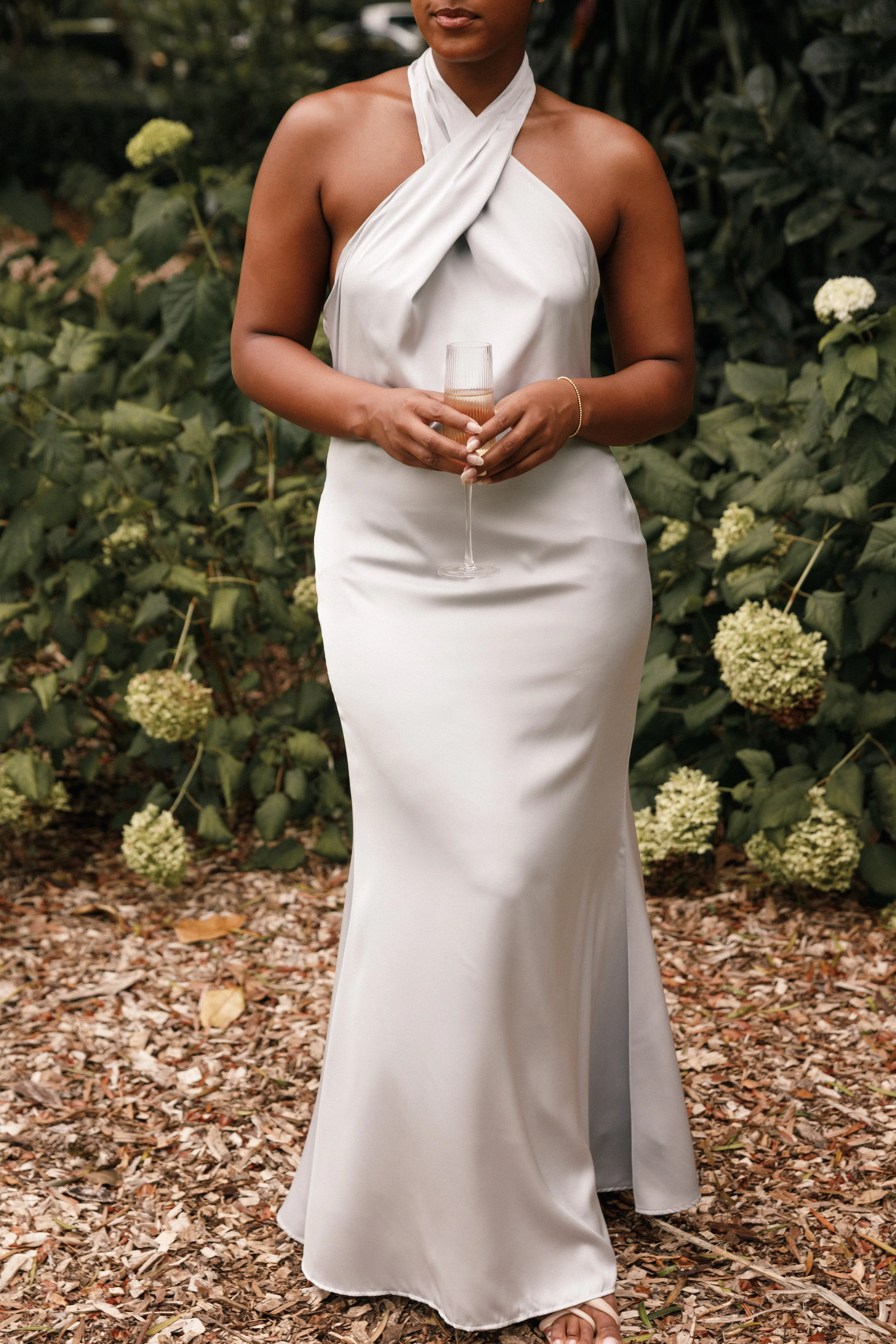 Mila Halterneck Maxi Dress - Steel sold by Petal & Pup