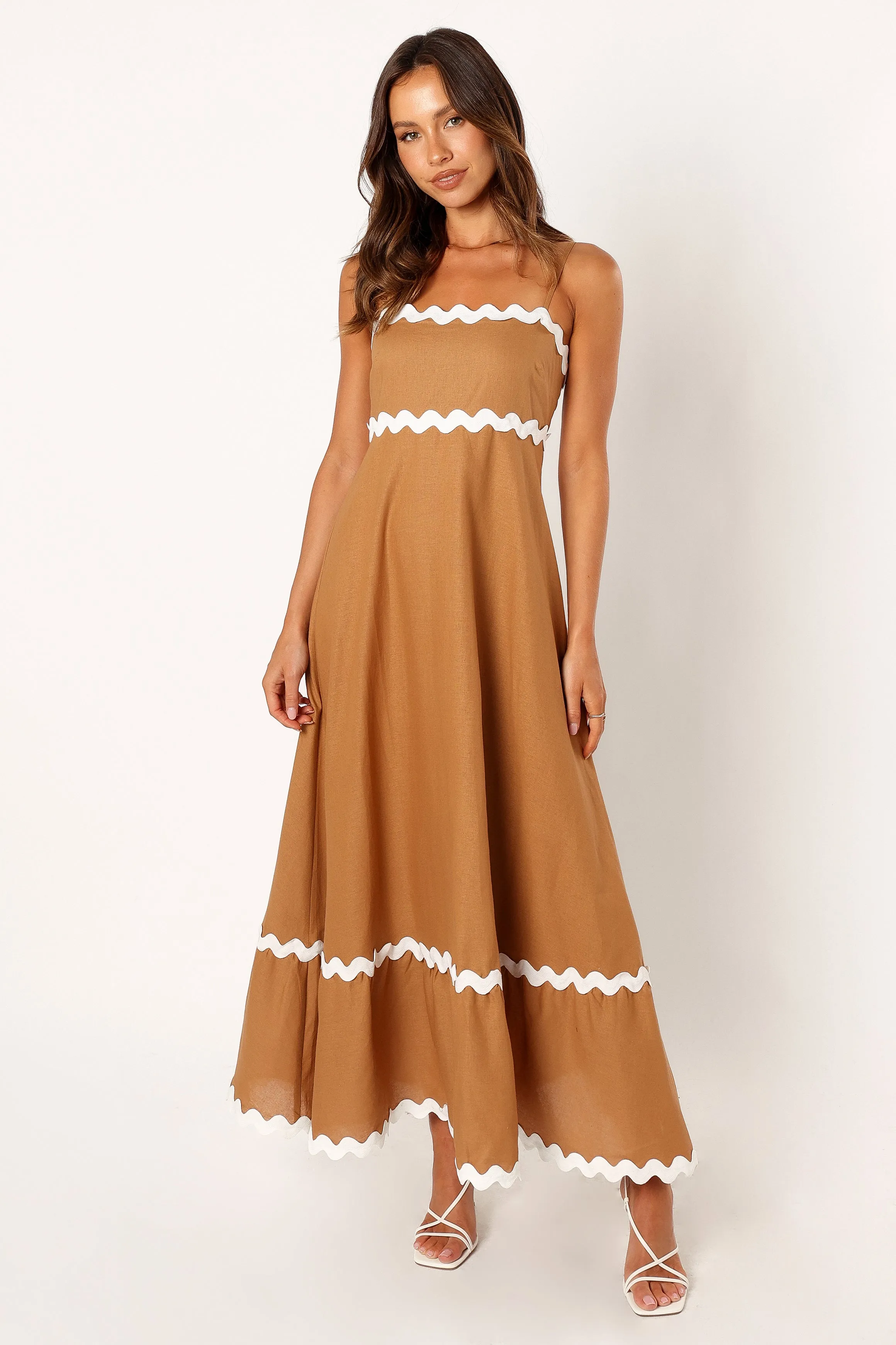 Yana Maxi Dress - Tan White sold by Petal & Pup