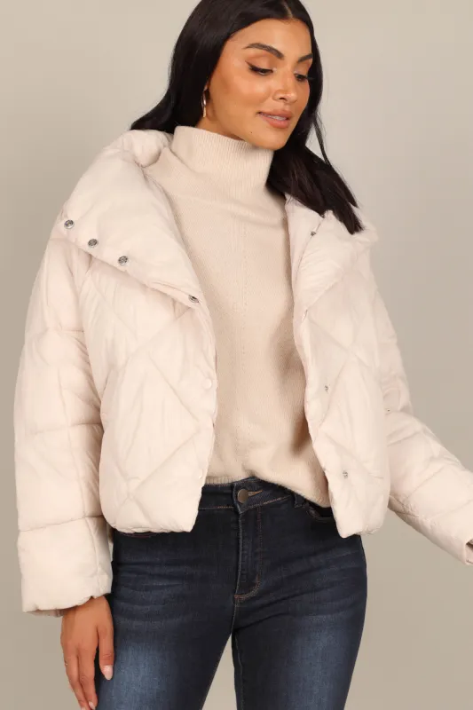 Malin Quilted Puffer Coat - Ivory sold by Petal & Pup