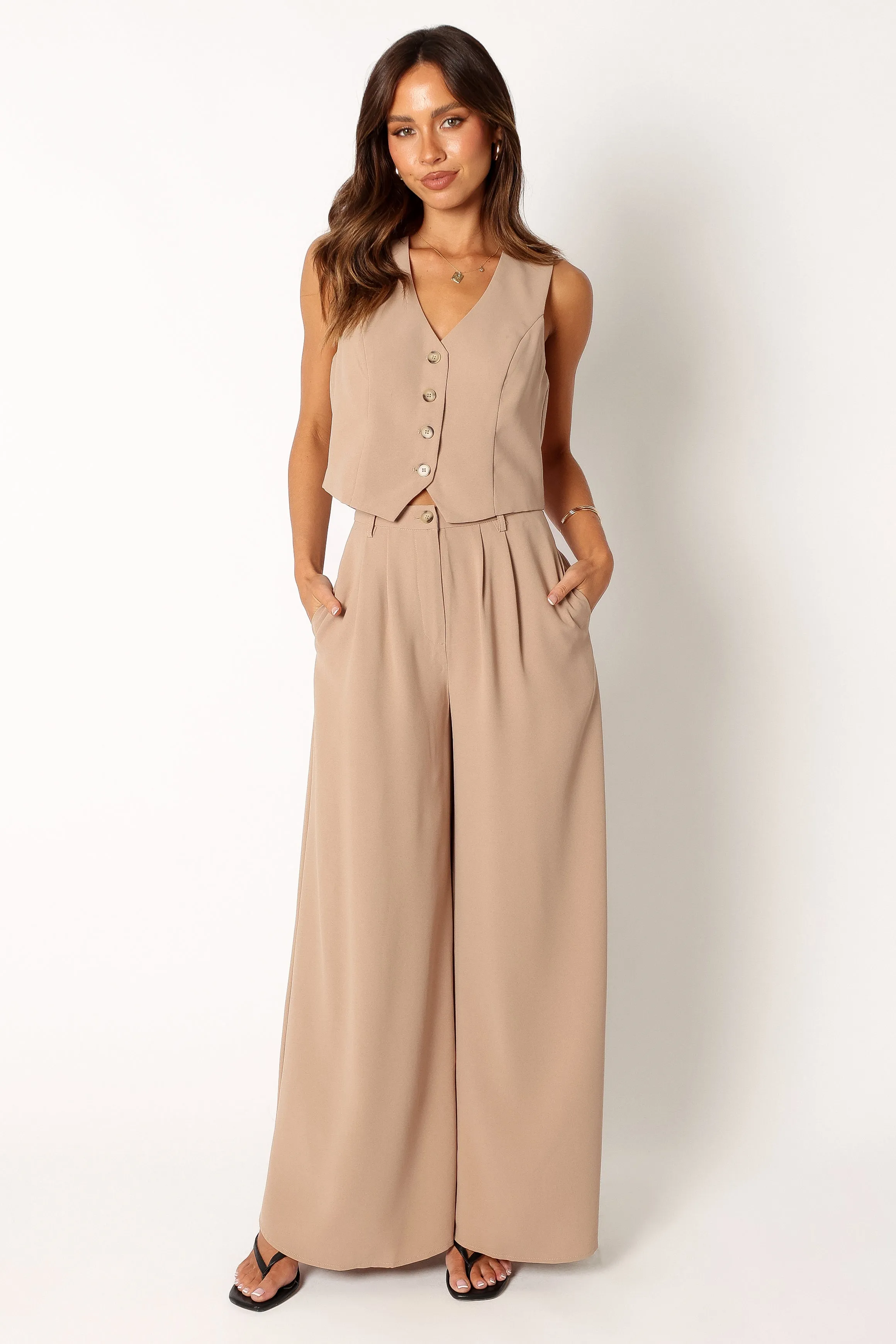 Camille Two Piece Set - Beige sold by Petal & Pup