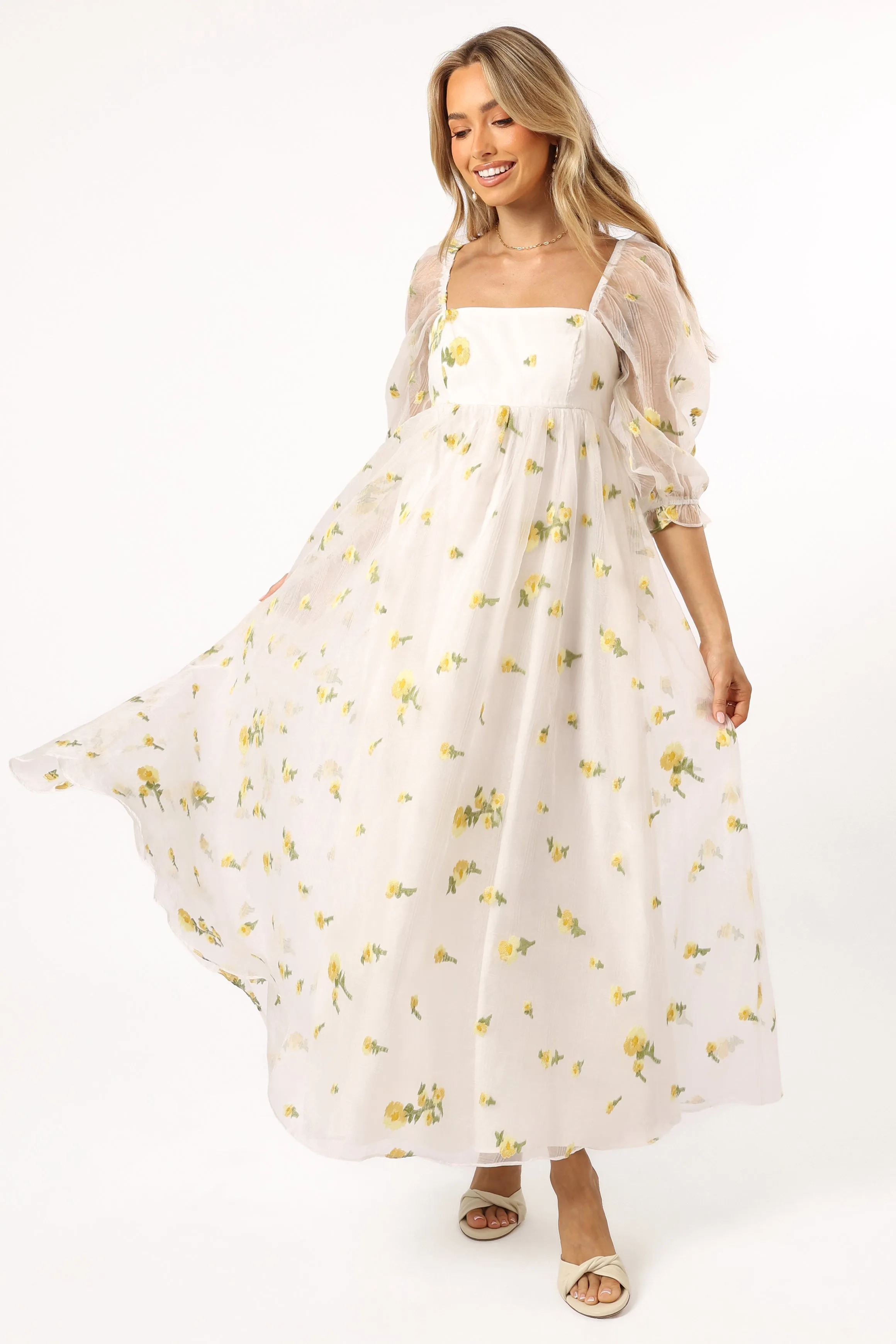 Kordyn Maxi Dress - White Yellow Floral sold by Petal & Pup product image thumbnail 3
