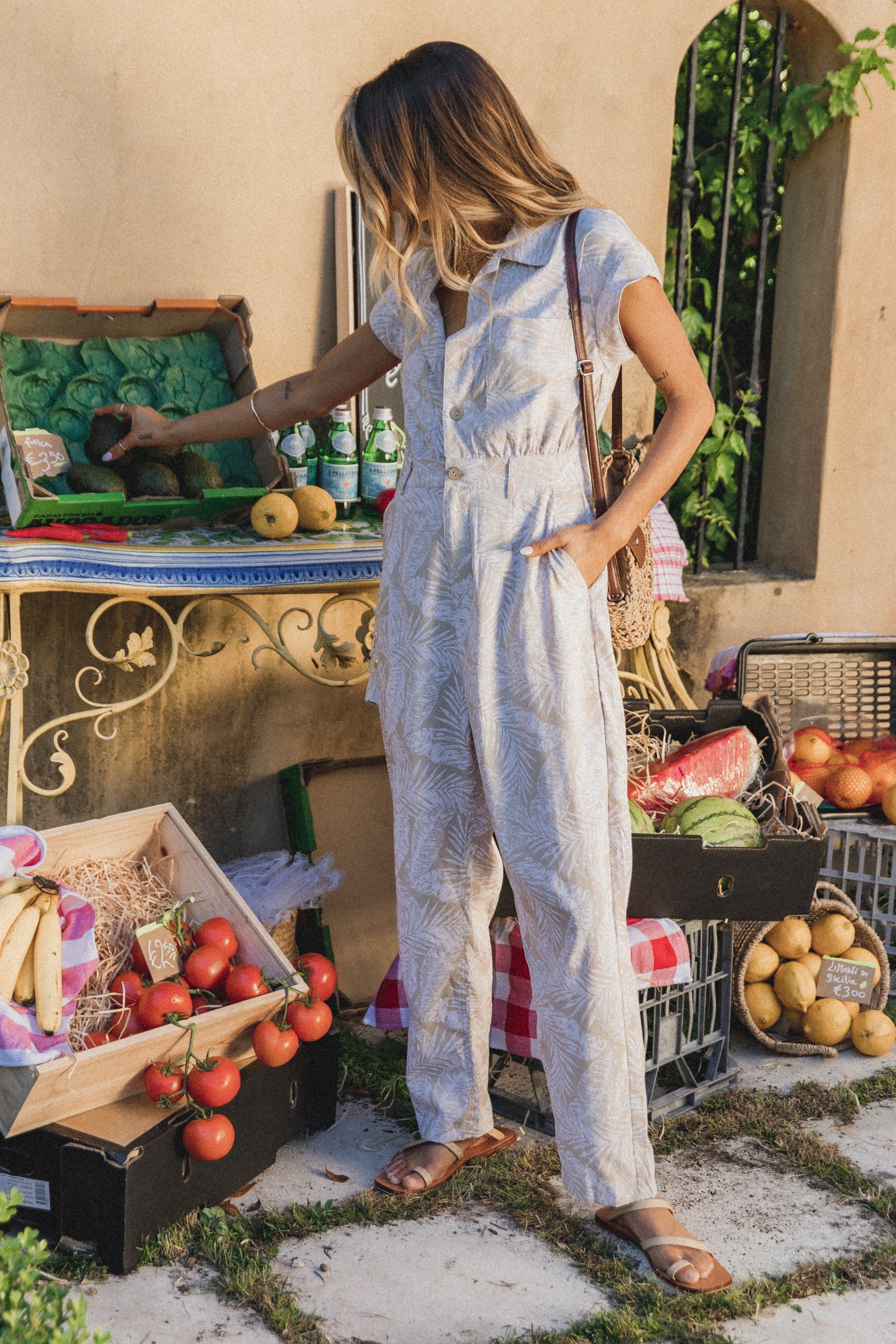 Etosha Button Up Jumpsuit - Beige Print sold by Petal & Pup product image thumbnail 2