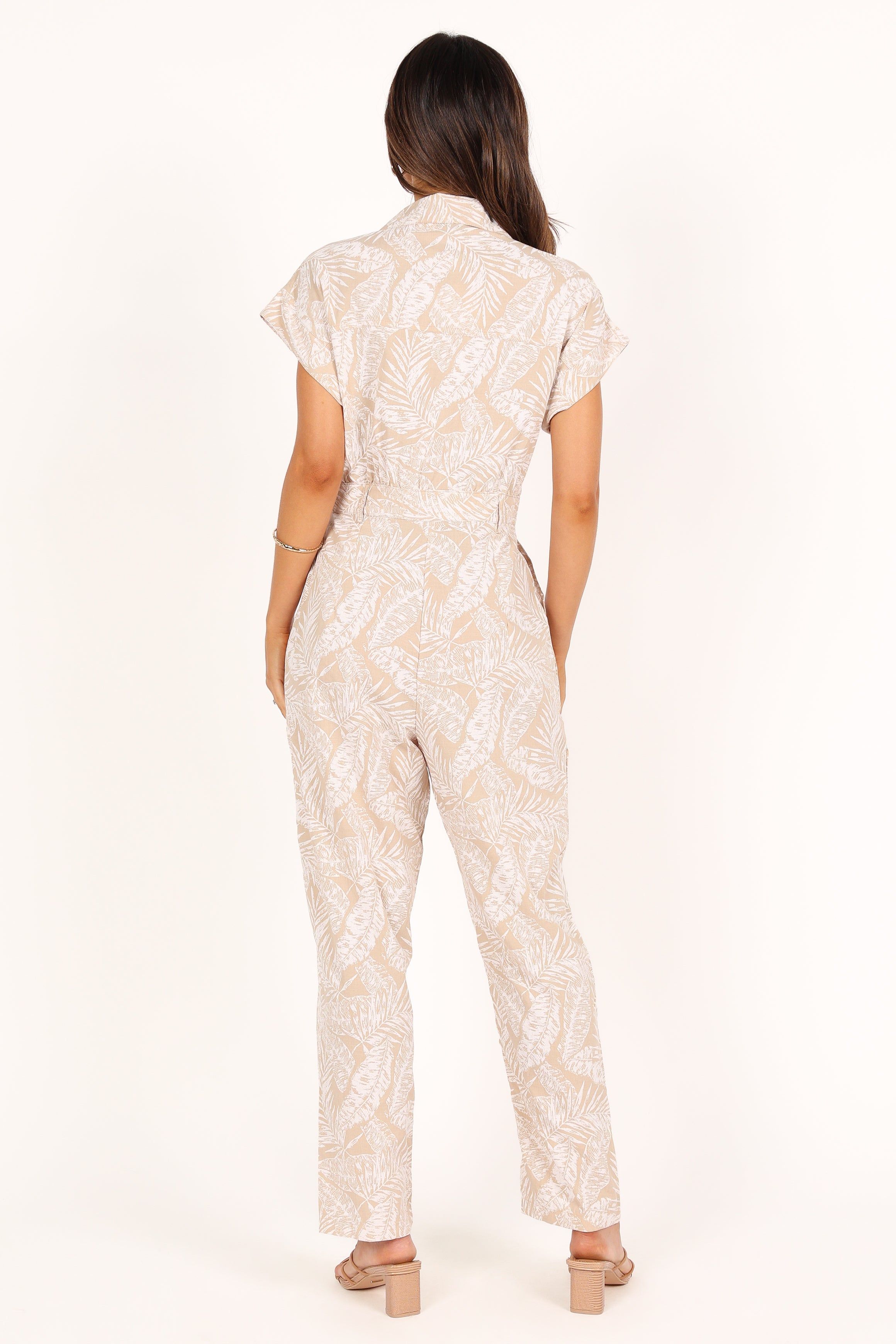 Etosha Button Up Jumpsuit - Beige Print sold by Petal & Pup product image thumbnail 6